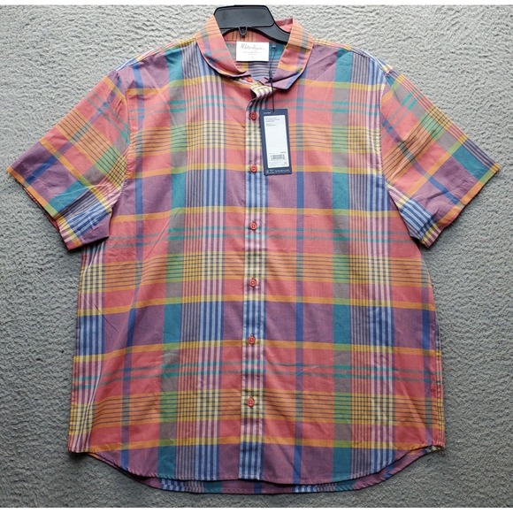 Walter Hagen Clubhouse Shirt Mens Large Multi Madras Golf Performance Button Up - Picture 1 of 6